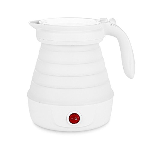 Click Here to See More Images Wasserkocher White 0.8L Foldable Electric Kettle Foldable Traveller Silicone Portable Kettle Mini,White