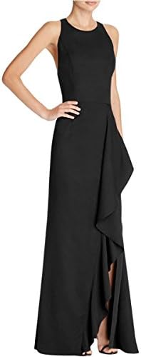 Jarlo Womens Iona Crepe Open Back Evening Dress Black XS