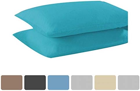KOHSAR® Teal Pillowcases 2 Pack Standard Easy Care Plain Dyed Polycotton, Long Staple Cotton Pair of Pillowcases, Poly Cotton 50 x 75CM Pillow Cases Teal
