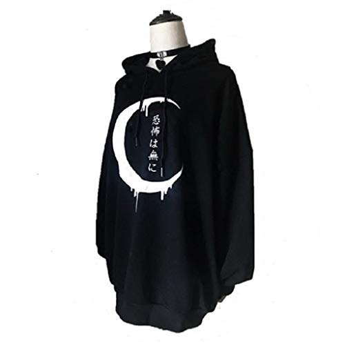 COM1950s Women Top Loose Gothic Punk Long Sleeve Hoodie Sweatshirt Print Cardigan Sweatshirt Top Blouse Outerwear - Thumbnail 2