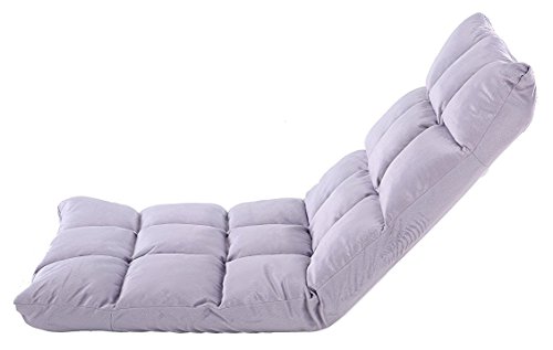 Focux Home Adjustable Folding Lazy Sofa Relax Floor Chair & Gaming Chair Floor Cushion Multiangle Couch Beds for Midday Rest/Watching TV/ Gaming/Nap (Grey) - Thumbnail 2