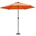 Sorbus 10 ft Patio Umbrella LED Solar Power, Orange, Modern Style, Alloy Steel Frame, Solid Pattern, Manual Tilt, 15.1 lbs, Adult, Sun & Rain Use, Round Shape, Alloy Steel Handle, Wipe Clean Care