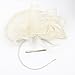 FeiYu Crafts Penny Mesh Hat Fascinator with Mesh Ribbons and Black Feathers (Off-White)