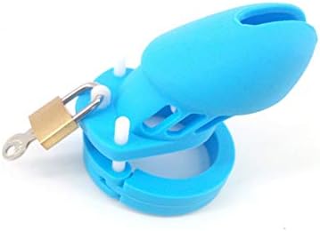Male's Silicone Device Control cage with 5 Rings (Blue)