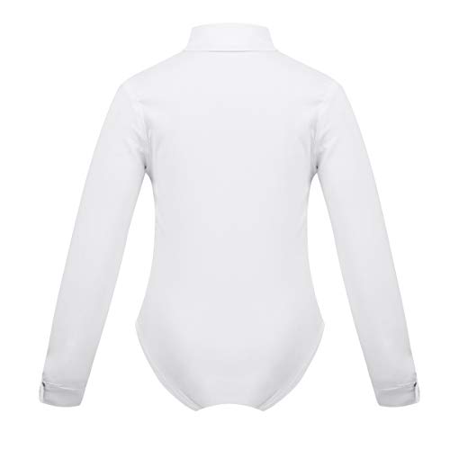 image for JEATHA Kids Boys Long Sleeves Tuxedo Latin Modern Dance Shirt with Bow