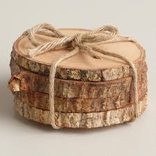 Hampton Art Bark Coaster Wood Slices 3.5 in. to 4 in. Live Edge Rustic Wedding and Craft Pack of 4