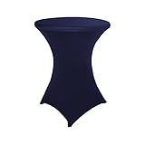 HAORUI 30 inch Highboy Cocktail Round Fitted Stretch Spandex Table Cover Cloth for Party Wedding Navy Blue