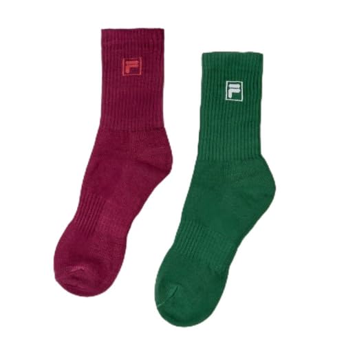 Meia Pack 2 Unisex Fila F-Box Color, Vinho/Verde Floresta, 34-38