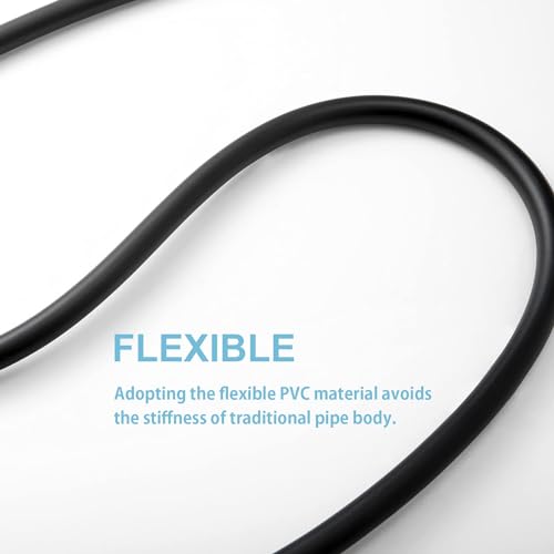 TERRIFI Shower Hose, 2.0m PVC Universal Smooth High-Pressure Shower Pipe with Washer, Replacement for Bath Taps, Matte Black
