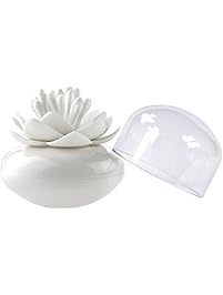 MelonBoat Lotus Cotton Swab Holder, Small Q-tips Toothpicks Storage Organizer, White