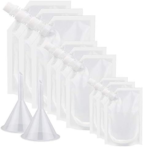 Alcoon 11 Pieces Plastic Liquor Flask Concealable and Reusable Plastic Drinking Flasks Liquor Pouches 235ml, 423ml, 1000ml and with Plastic Funnel