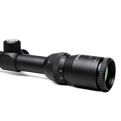 Sonicking Rifle Scope, 3-9x40 Riflescope with 20mm Mounts, 1/4 MOA, Green Multi Coated, Black