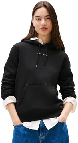 Donna Felpa Linear con Cappuccio, Nero (Black), 2XL