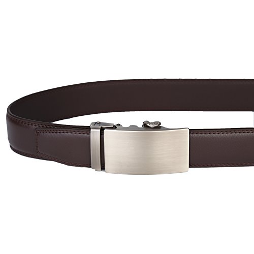 Dante Men's Real Leather Ratchet Dress Belt with Automatic Buckle-Elegant Gift Box(25-0711 Brown leather)