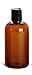 Baire Bottles 8 oz Empty Refillable Plastic Bottles with Squeeze Top, Hand-Press Lids - Hand Soap, Shower, Lotion, Homeopathy, Travel, 6 Pack PET, BPA Free USA (Amber/Brown, Black Disc, Floral Labels)
