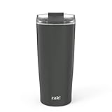 Zak Designs Aberdeen Stainless Steel Double Wall Vacuum Insulated Tumbler with Leak Proof Flip Lid that Locks in Place, and Fits in Most Car Cup Holders (20oz, Charcoal, 18/8, BPA Free)