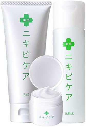 ニキビ 洗顔 + 化粧水 + クリーム 【 ニキビ や ニキビ跡 予防 のための スキンケア セット 】 薬用 ニキビケア 「 大人 メンズ 思春期 も 使用可能」「 敏感肌 や 乾燥肌 にも」 医薬部外品 100g & 120g & 50g