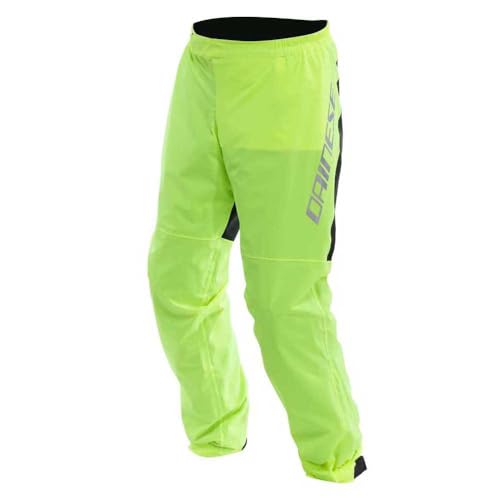 Dainese - Ultralight Rain Pants, Foldable Rain Trousers for Motorcycles, Waterproof and Windproof, for Men and Women, Fluo Yellow, S