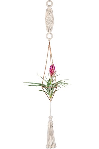 Mkono Himmeli Air Plant Holder with Chain and Macrame Hanger Mobiles Decor