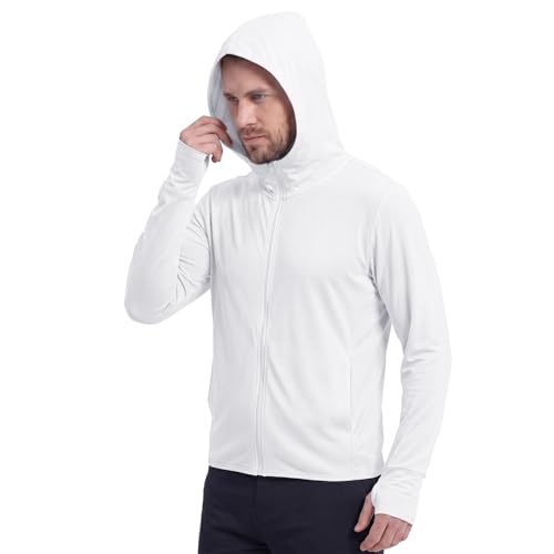 TERODACO Men's UPF 50+ Sun Protection Athletic Jacket White X-Large at Amazon
