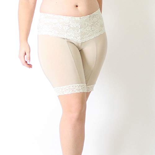Undersummers Lace Shortlette: Rash Guard Slip Shorts (Small, Ecru)