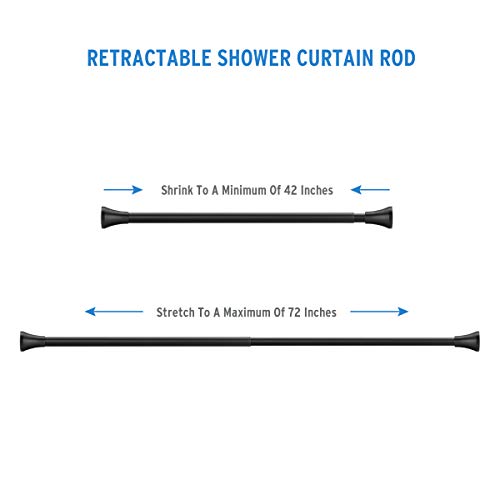 AmazerBath Black Shower Curtain Rod 4272 Inches Adjustable Tension