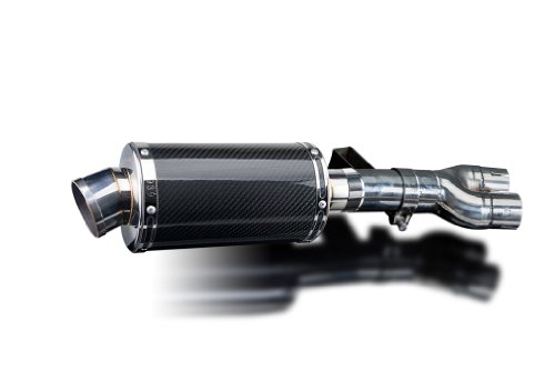 Delkevic Aftermarket Slip On compatible with Honda NT650 & NT400 DS70 9" Carbon Fiber Oval Muffler Exhaust 88-93