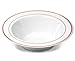 BloominGoods 50 Disposable Plastic Dessert Bowls | SMALL 6 oz. White Rose Gold Rimmed Premium Heavy Duty Real China Design Reusable | Great for Parties (50-Pack)