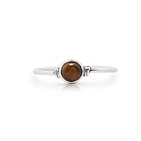 Koral Jewelry Tiger Eye Round Stone Delicate Ring