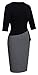 HOMEYEE Women's Elegant Patchwork 3/4 Sleeve Wear to Work Bodycon Dress B333 (10, Black + Gray)