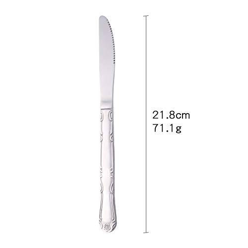 BUY&USE 8.5 Inch Dinner Knives Table Dinner Knife Stainless Steel Rose Pattern Flatware Set Pack of 12 for Restaurant Catering Commercial Quality Silverware Dinnerware Set
