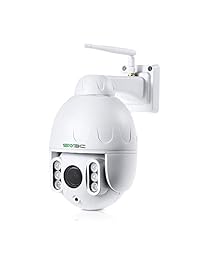 SV3C PTZ WiFi Camera Outdoor, 1080p Wireless Security IP Camera, Pan Tilt 5X Optical Zoom, Two Way Audio, 196ft Night Vision, Waterproof Surveillance CCTV, Motion Detection Alarm, Support Max 128GB SD