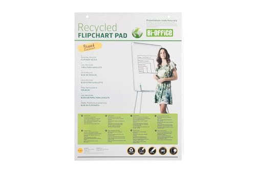 Bi-Office Earth-it Flipchart Pad, Plain, 40 Sheets - 55 gr/m², A1 [Pack of 5]