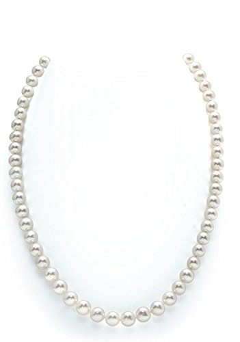 The Pearl Source14K Gold 5.0-5.5mm AAAA Quality White Freshwater Cultured Pearl Necklace for Women in 16" Choker Length Pearl Gifts for Christmas, Holidays and Anniversary