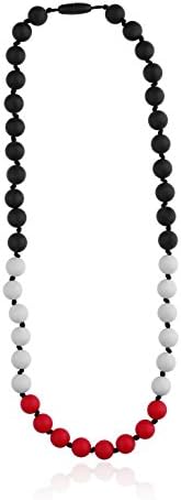 BPA-Free Silicone Teething Necklace Baby Safe for Mom to Wear and Baby Teether Toy,Three Colors Beads to Chew