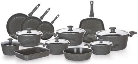 Top Chef Granite Cookware Set 18-Pieces, Grey price in Egypt | Amazon ...