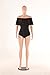 Famulily Women's Off Shoulder One Piece Swimsuit Ruffle Bodycon Bodysuit Swimwear(Black,XL)