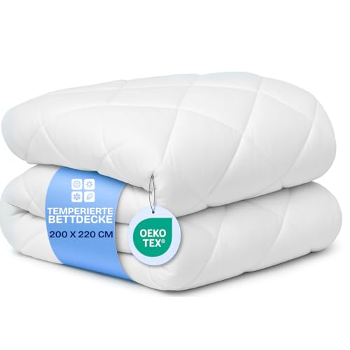 Dreamway - Bettdecke 200X220Cm Ganzjahresdecke 4 Jahreszeiten, Steppdecke 300Gsm Mikrofaser 220X200 Cm, Super Weiche Zudecke Schlafdecke Atmungsaktive 200 X 220 Weiß, Oeko-Tex Zertifiziert