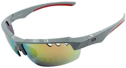 PC Rock Unisex Wrap Sunglasses with Revo Lenses AR Coating, Glare-free with EVA Case (Grey)
