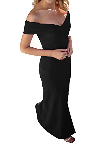 Ashuai Women's Off Shoulder Long Party Prom Dress Side Split Sexy Slim Evening Gown