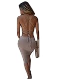 Blooming Jelly Women's Bandage Spaghetti Strap Bodycon Midi Dresses Party Club
