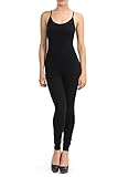 JJJ Fashion 7Wins Women Catsuit Cotton Lycra Tank Spaghetti Strapped Yoga Bodysuit Jumpsuit (2X, Black2)