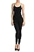 7Wins Women Catsuit Cotton Lycra Tank Spaghetti Strapped Yoga Bodysuit Jumpsuit (2X, Black2)