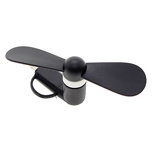 MMRM 2in1 Portable Micro USB iPhone Port Electric Fan Cooling For IOS Android Phone - Black