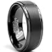 8mm Black High Polish Tungsten Carbide Men's Wedding Band Ring in Comfort Fit and Matte Finish Sizes 5 to 16