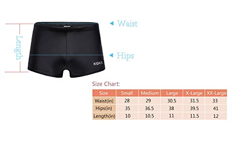 KGKE Swim Boxer Briefs Short Swim Jammer Nylon Racer Mens Square Leg Swimsuit (Black) (L)