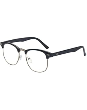 Vintage Retro Classic Half Frame Horn Rimmed Clear Lens Glasses