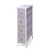 ROMOON Narrow Closet Organizer, 4 Drawer Fabric Storage Bins, Tall Storage Dresser,Closet Organizer Shelves with Drawers for Bedroom, Hallway, Entryway, Closet, Nursery Room-Grey