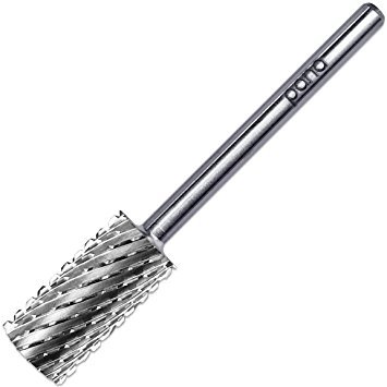 PANA Professional 3/32" Shank Size - Flat Top Large Barrel Silver Carbide Bit 2X Coarse Grit - Nail Drill Bit for Dremel Machine