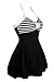 Dokotoo Womens Vintage Sailor Stripes One Piece Skirtini Cover Up Swimdress XXX-Large Black